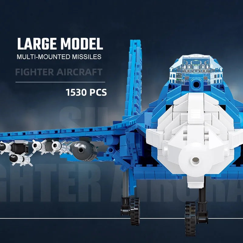 Building Blocks Military MOC SU-35 Fighter Aircraft Jet Plane Bricks Toys Construction Set Toys - 5