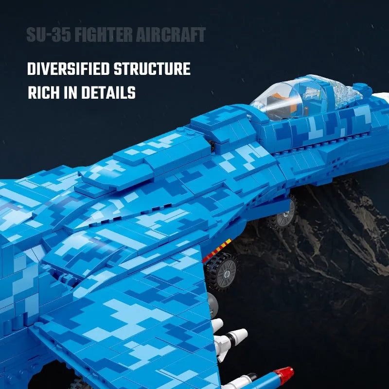 Building Blocks Military MOC SU-35 Fighter Aircraft Jet Plane Bricks Toys Construction Set Toys - 4