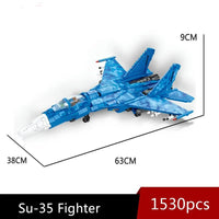 Thumbnail for Building Blocks Military MOC SU-35 Fighter Aircraft Jet Plane Bricks Toys Construction Set Toys - 2