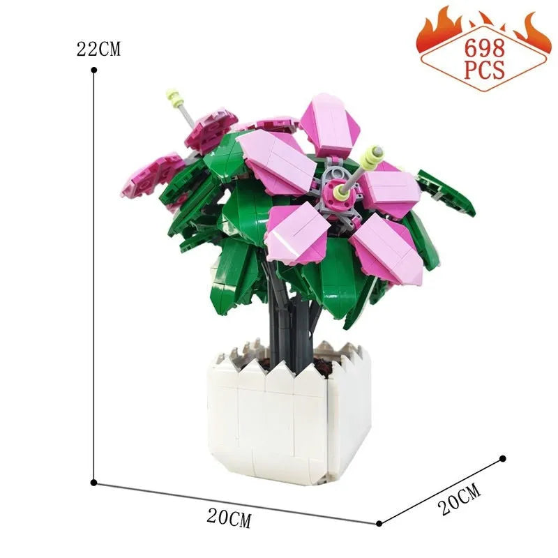 Building Blocks MOC Idea Potted Lyly Azalea Plant Bricks Kids Toys Construction Set Toys - 6