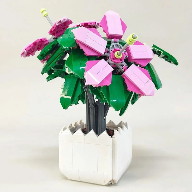 Moc Idea Potted Lyly Azalea Plant Bricks Kids Toys