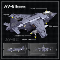 Thumbnail for Building Blocks MOC Military WW2 AV-8II Harrier Attack Aircraft Plane Bricks Toys - 5