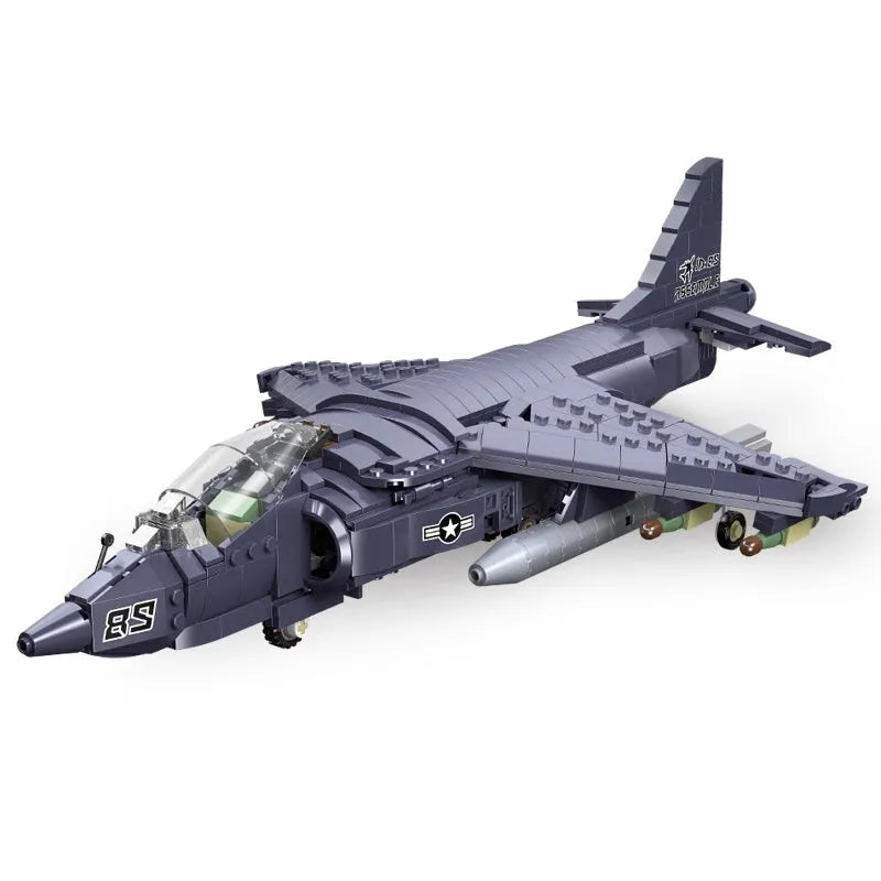 Building Blocks MOC Military WW2 AV-8II Harrier Attack Aircraft Plane Bricks Toys - 1