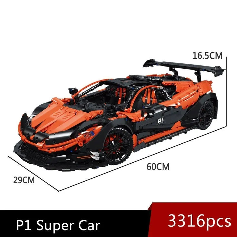 Building Blocks MOC RC Motorized P1 Hypercar Super Racing Car Bricks Toy 91104 Construction Set Toys - 1