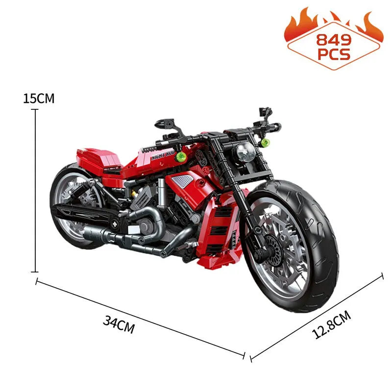 Building Blocks Tech MOC Harley Night Rod Motorcycle Bricks Toy 91020 Construction Set Toys - 1