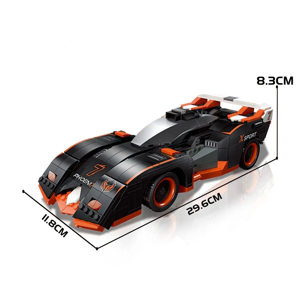 Building Blocks Tech Motorized MOC Phoneix-7 Racing Car Bricks Toy Construction Set Toys - 1