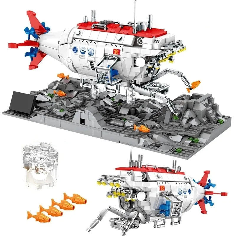 Building Blocks Military Manned Deep Sea Submarine Ship Bricks Toys Construction Set Toys - 1