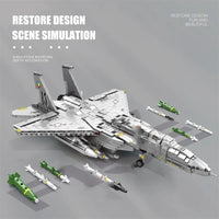 Thumbnail for Building Blocks MOC Military Aircraft F15E Jet Fighter Plane Bricks Toys Construction Set Toys - 3