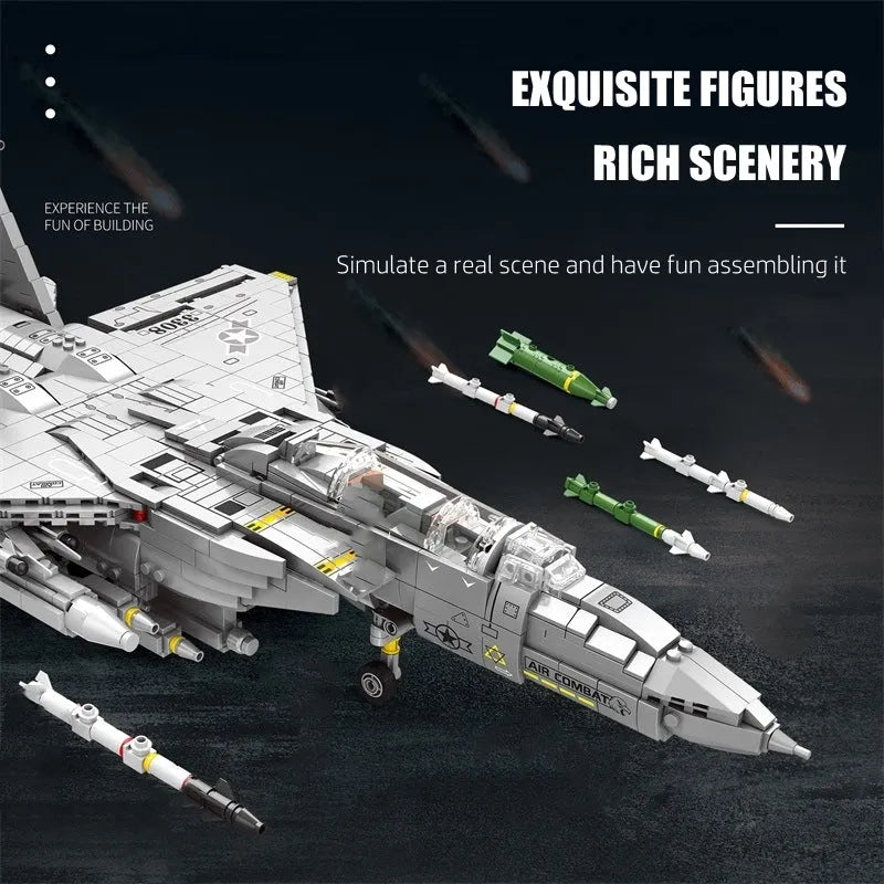 Building Blocks MOC Military Aircraft F15E Jet Fighter Plane Bricks Toys Construction Set Toys - 4