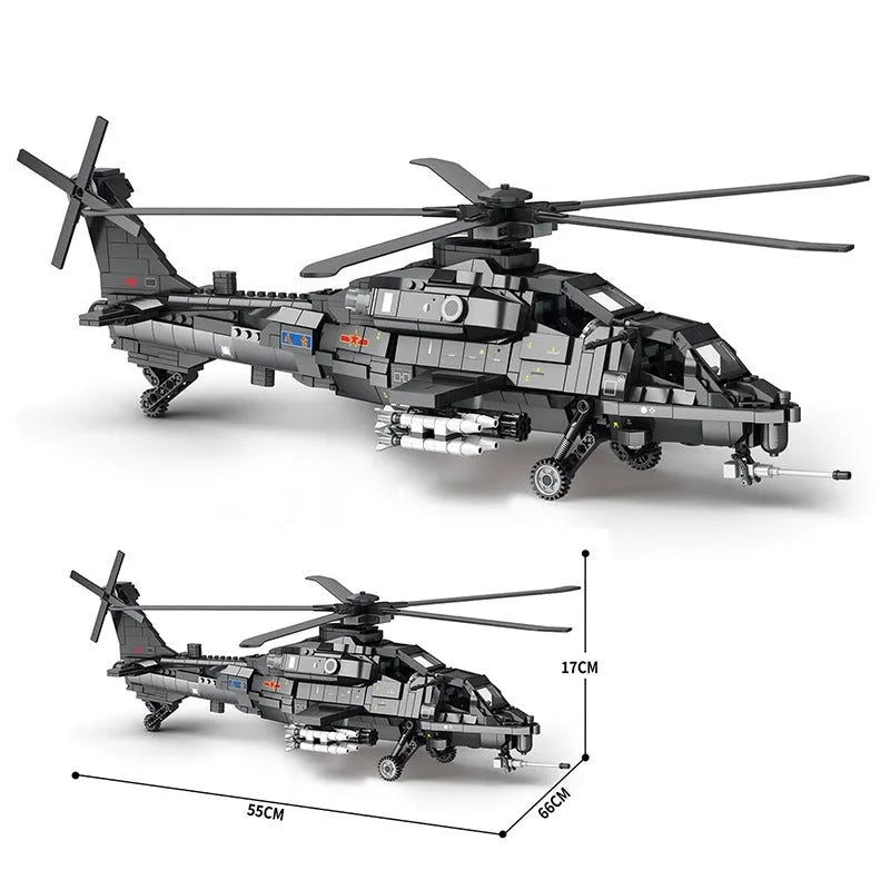 MOC Military WZ - 10 Gunship Attack Helicopter Bricks Toy