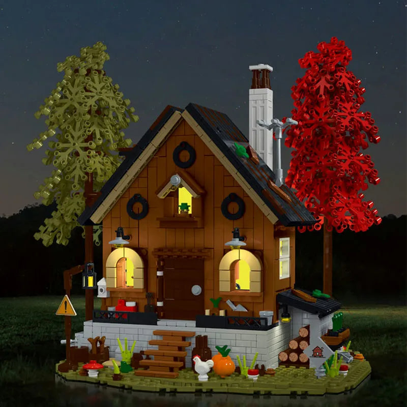 Building Blocks Street City Expert MOC Forest Cabin House LED Bricks Toys 031072 Construction Set Toys - 6