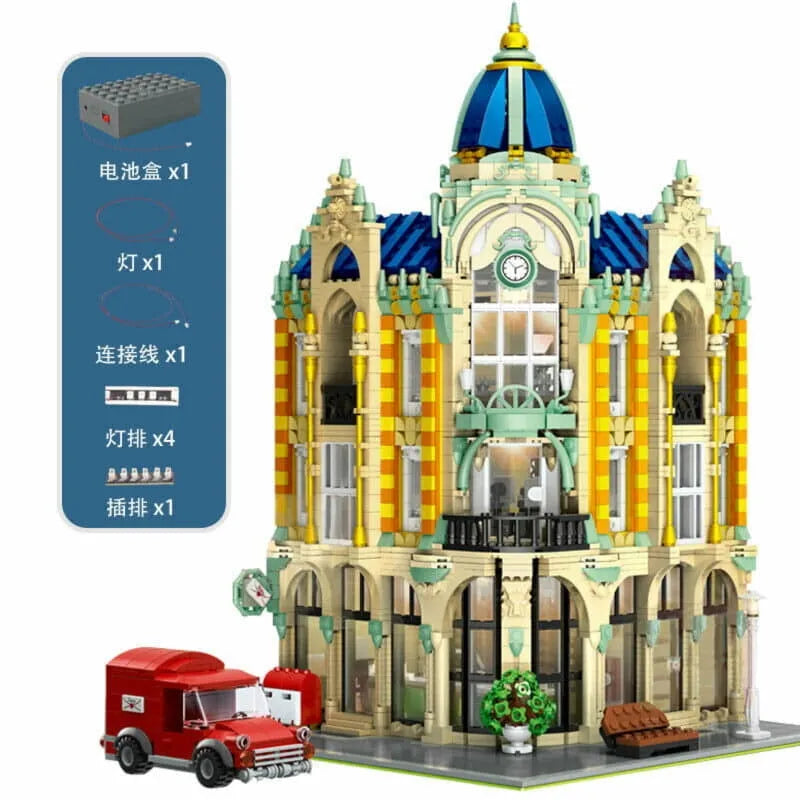 Building Blocks City Creator MOC Experts Corner Post Office with Light Bricks Toys - 2