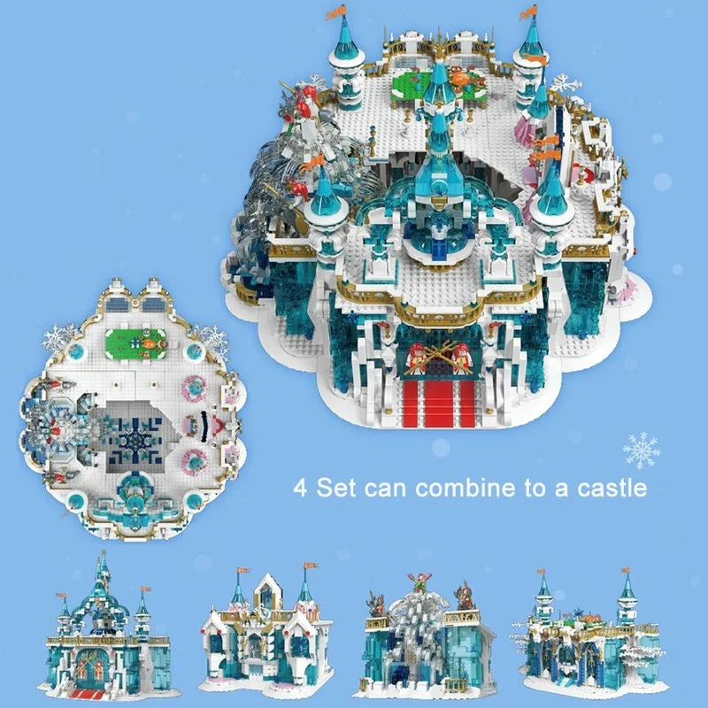 Building Blocks Creative MOC Expert Princess Frozen Entrance Ice Castle Bricks Toy Construction Set Toys - 8