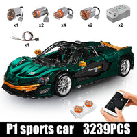 Thumbnail for Building Blocks MOC 13091 RC APP Motorized Hypercar P1 Racing Car Bricks Toys - 7