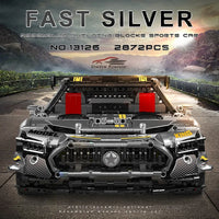 Thumbnail for Building Blocks MOC 13126 AMG GTR QUICKSILVER Racing Car Bricks Toys - 6