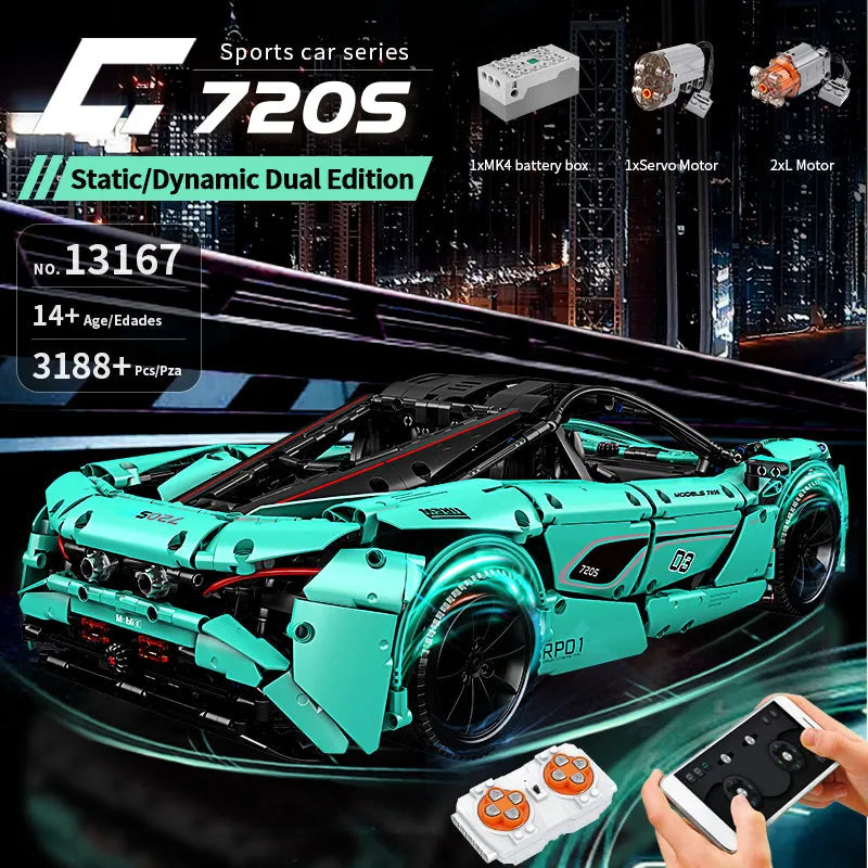 Building Blocks MOC 13167D RC McLaren 720S Sports Racing Car Bricks Toys Construction Set Toys - 3