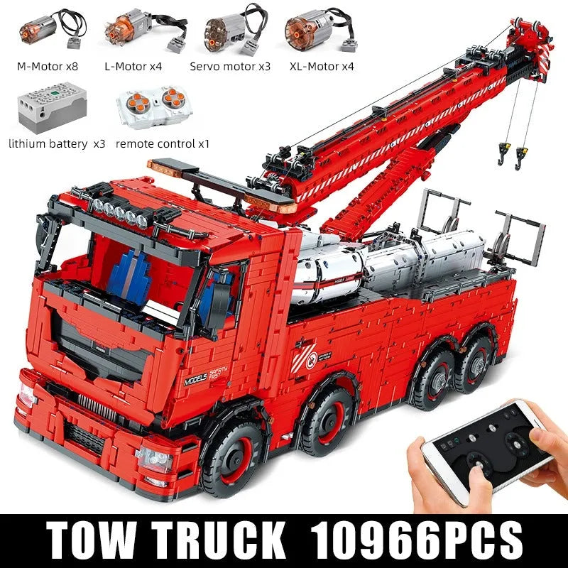 Building Blocks MOC 19008 Tech RC Heavy Rescue Tow Truck Bricks Toy Construction Set Toys - 1