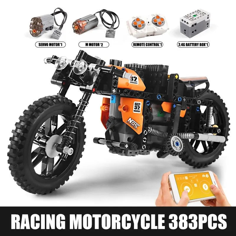 Building Blocks MOC APP Motorized RC Racing Motorcycle Bricks Toys 23005 Construction Set Toys - 1