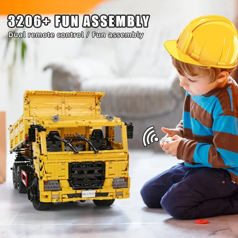 Building Blocks MOC APP RC Tech Three Way Dump Truck Bricks Toys 17012 Construction Set Toys - 6