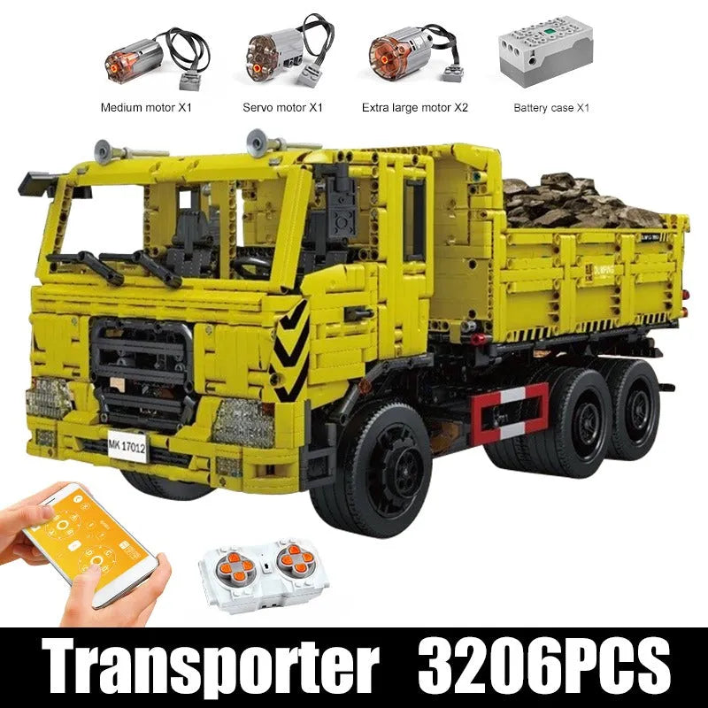 Building Blocks MOC APP RC Tech Three Way Dump Truck Bricks Toys 17012 Construction Set Toys - 1