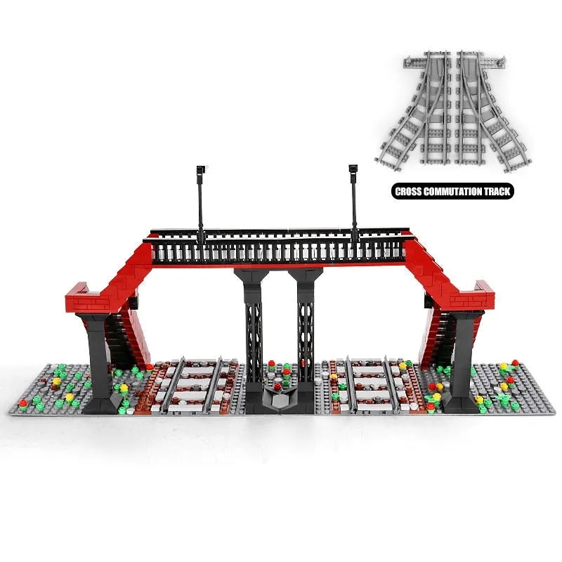 Building Blocks MOC City Railroad Crossing Train Railway Bricks Toy 12008 Construction Set Toys - 10