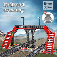 Thumbnail for Building Blocks MOC City Railroad Crossing Train Railway Bricks Toy 12008 Construction Set Toys - 4