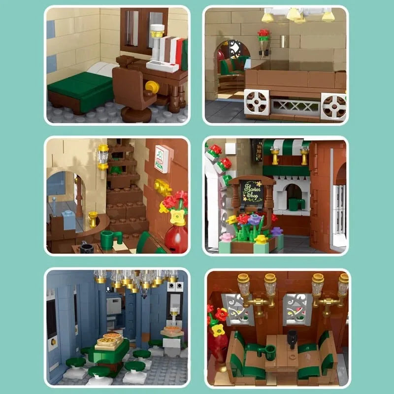 Building Blocks MOC Creator Expert Afternoon Tea Restaurant Bricks Toy Construction Set Toys - 8