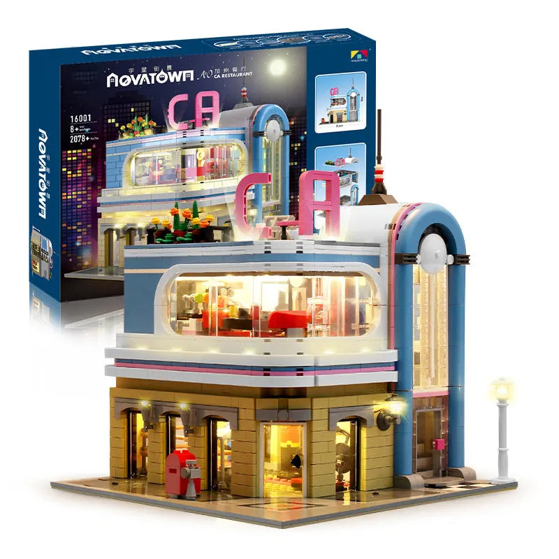 Building Blocks MOC Creator Expert California Downtown Diners Bricks Toy Construction Set Toys - 1