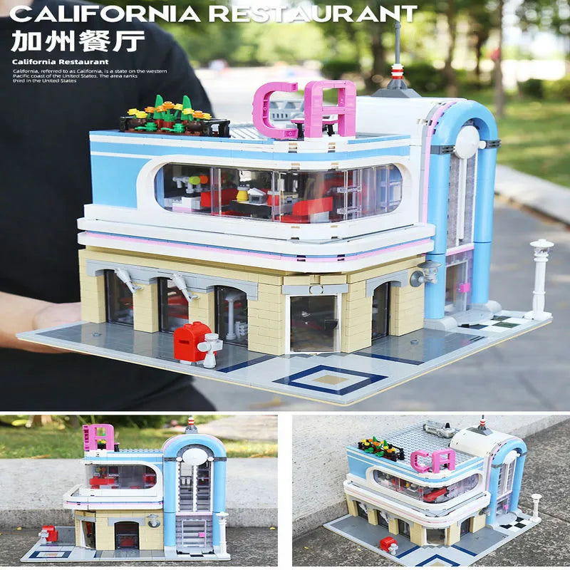 Building Blocks MOC Creator Expert California Downtown Diners Bricks Toy Construction Set Toys - 6