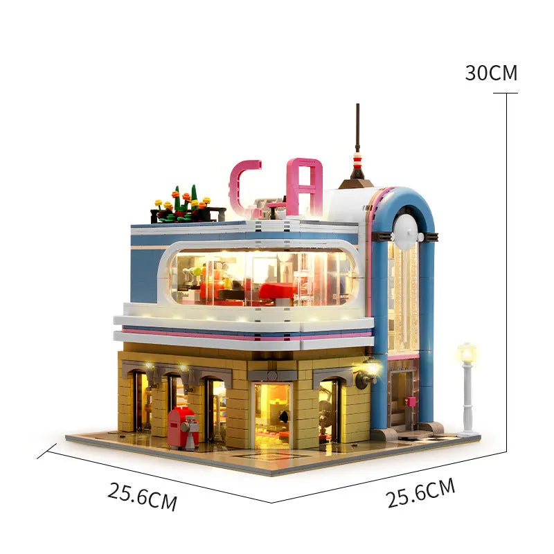 Building Blocks MOC Creator Expert California Downtown Diners Bricks Toy Construction Set Toys - 10