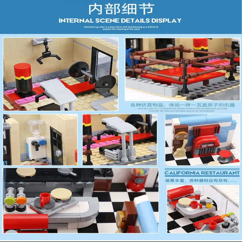 Building Blocks MOC Creator Expert California Downtown Diners Bricks Toy Construction Set Toys - 4