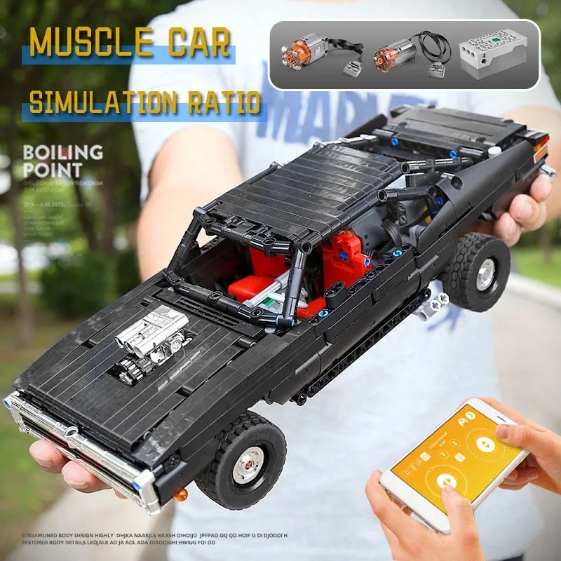 Building Blocks MOC Expert RC Ultimate Muscle Car Vehicle Bricks Toy 13081 Construction Set Toys - 10