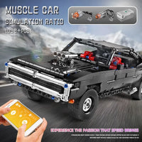 Thumbnail for Building Blocks MOC Expert RC Ultimate Muscle Car Vehicle Bricks Toy 13081 Construction Set Toys - 9