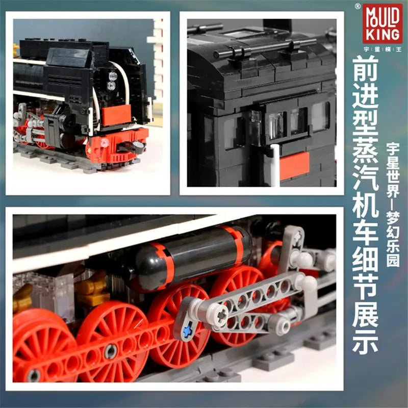 Building Blocks MOC Motorized APP RC QJ Steam Locomotive Train Bricks Toys Construction Set Toys - 5