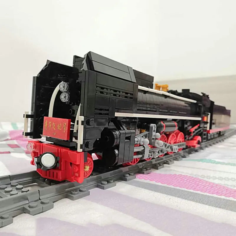 Building Blocks MOC Motorized APP RC QJ Steam Locomotive Train Bricks Toys Construction Set Toys - 13