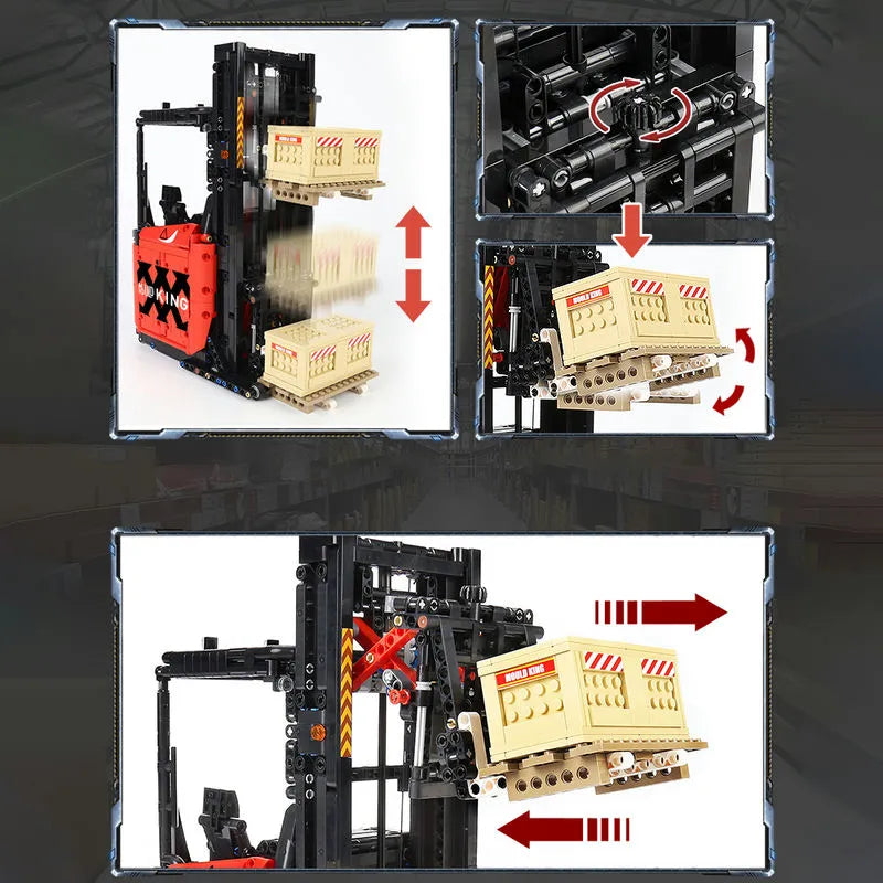 Building Blocks MOC RC Motorized APP Reach Shelf Forklift Truck Bricks Toys - 4