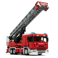 Thumbnail for Building Blocks MOC Tech Motorized RC Ladder Truck Rescue Fire Engine Bricks Toy Construction Set Toys - 9