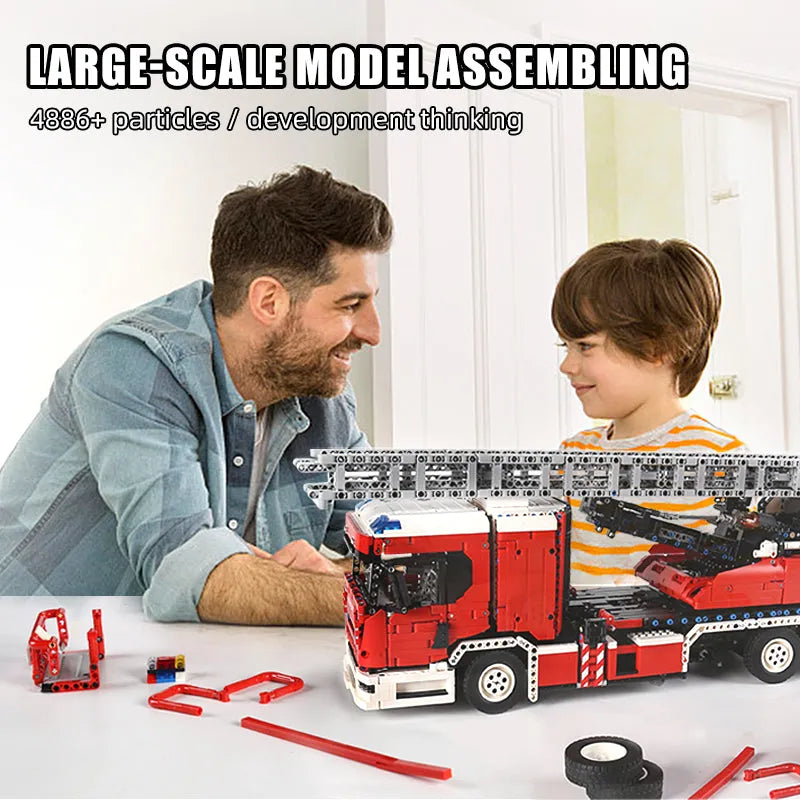 Building Blocks MOC Tech Motorized RC Ladder Truck Rescue Fire Engine Bricks Toy Construction Set Toys - 3