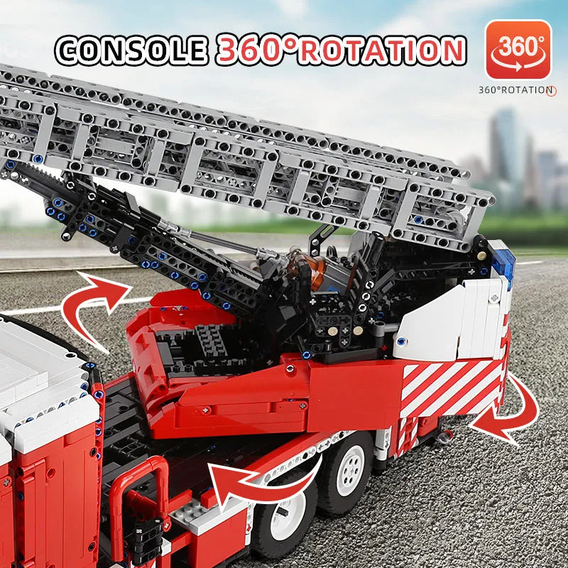 Building Blocks MOC Tech Motorized RC Ladder Truck Rescue Fire Engine Bricks Toy Construction Set Toys - 4