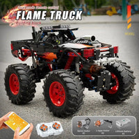 Thumbnail for Building Blocks Tech MOC 18008 RC Flame Monster Climbing Truck Bricks Toy Construction Set Toys - 7