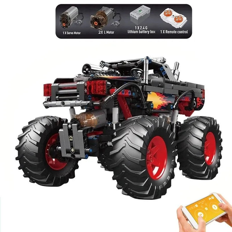 Building Blocks Tech MOC 18008 RC Flame Monster Climbing Truck Bricks Toy Construction Set Toys - 1