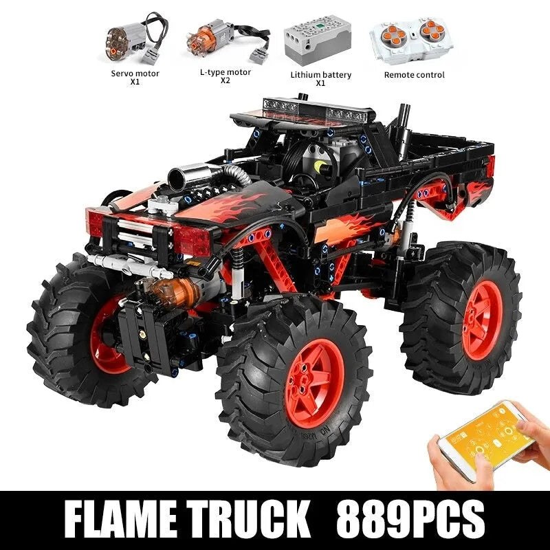 Building Blocks Tech MOC 18008 RC Flame Monster Climbing Truck Bricks Toy Construction Set Toys - 4