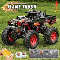 Thumbnail for Building Blocks Tech MOC 18008 RC Flame Monster Climbing Truck Bricks Toy Construction Set Toys - 6