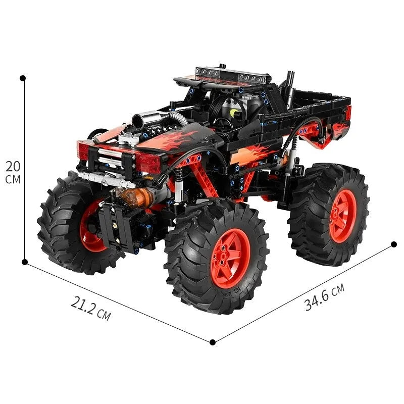 Building Blocks Tech MOC 18008 RC Flame Monster Climbing Truck Bricks Toy Construction Set Toys - 3