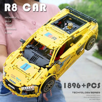 Thumbnail for Building Blocks Tech MOC Audi R8 V10 Roadster Racing Car Bricks Toy 13127 Construction Set Toys - 6