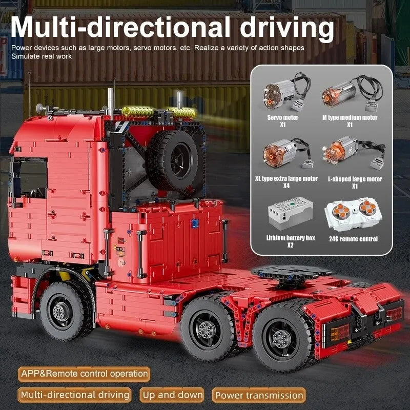 Building Blocks Tech MOC RC APP Pneumatic Tractor Truck Bricks Toy 19005 Construction Set Toys - 18