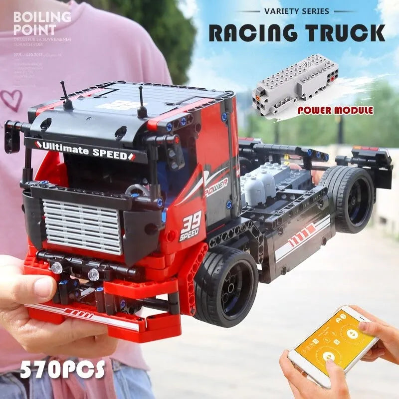 Building Blocks Tech MOC RC Motorized Race Sports Truck Bricks Toys 15002 Construction Set Toys - 11