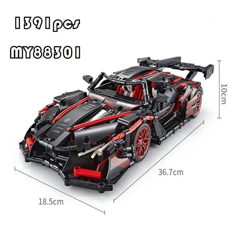 Building Blocks Tech MOC 88301 Sun God Racing Sports Car Bricks Toy Construction Set Toys - 6