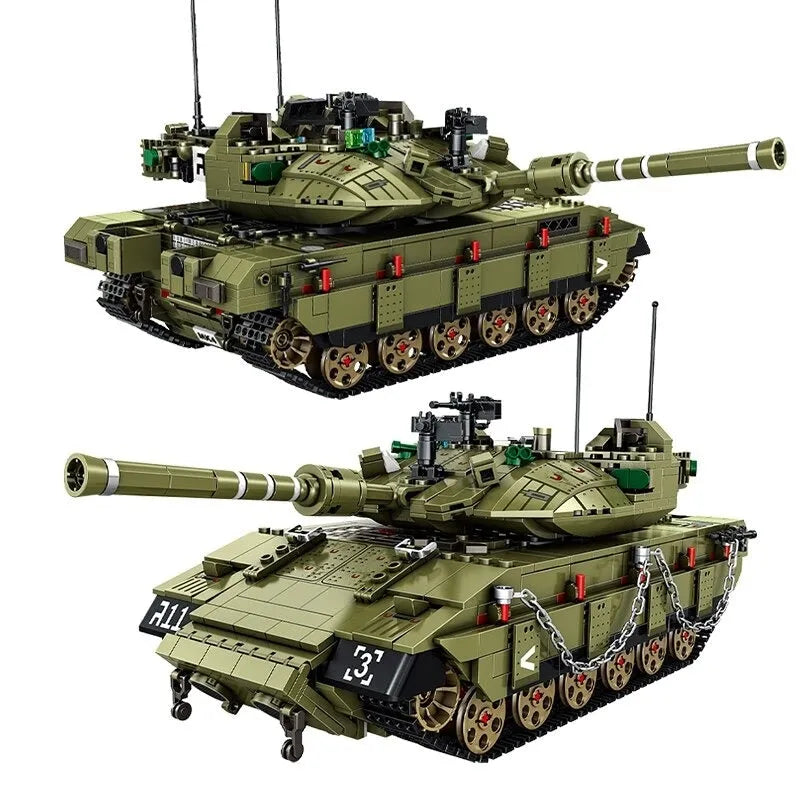 Building Blocks Military MOC Israel MK4 Main Battle War Tank Bricks Toys - 1