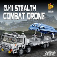 Thumbnail for Building Blocks Military MOC Stealth Combat Drone Truck Bricks Toys Construction Set Toys - 2